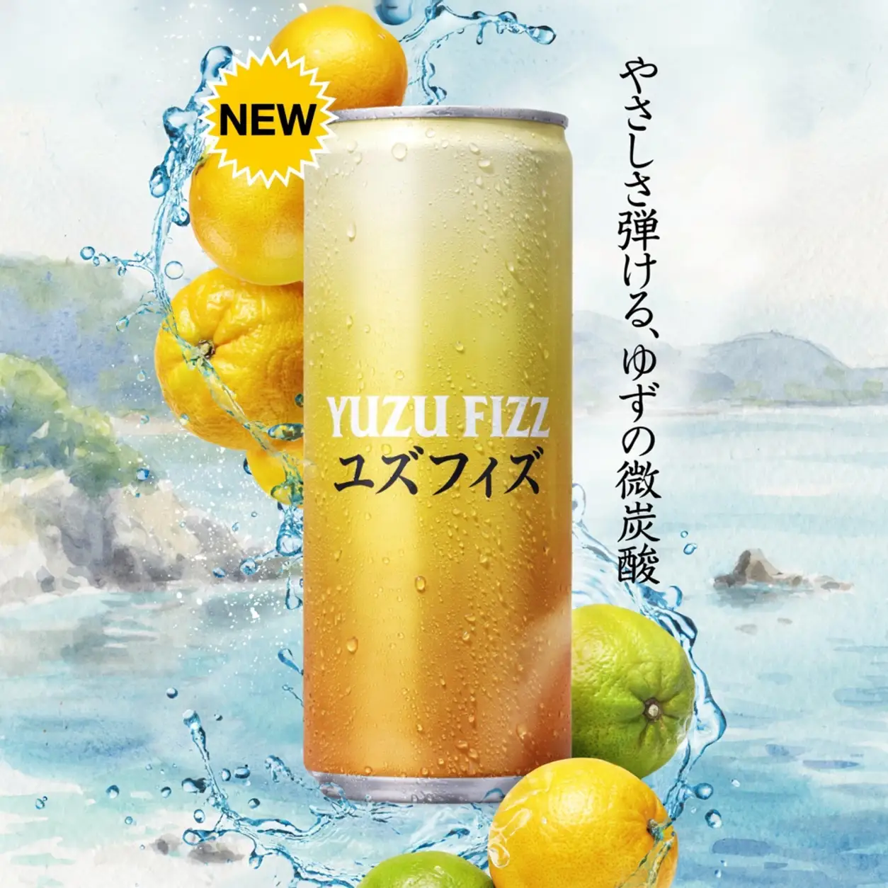 Yuzu Fizz Japanese citrus soda product advertisement poster